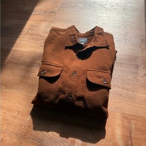 J. Crew Men's Rust Brown Button-Front Shirt Jacket